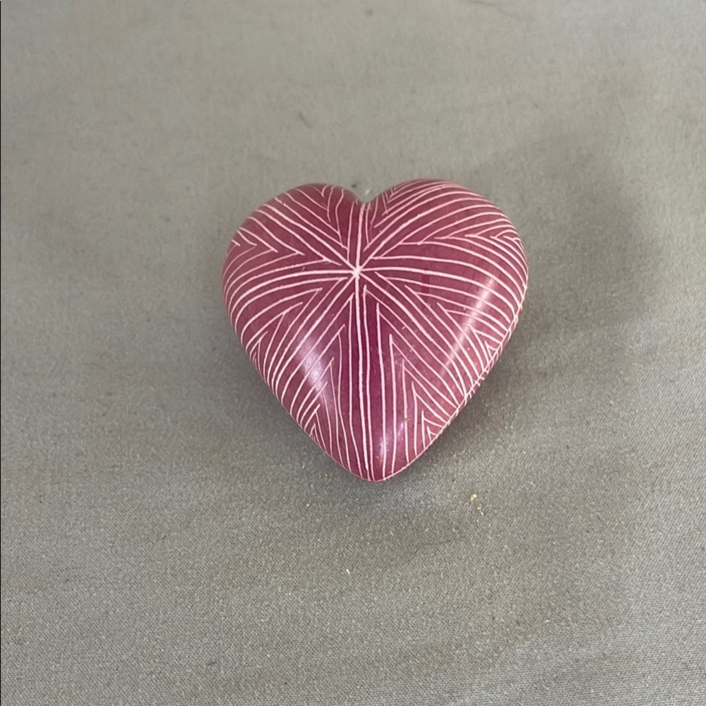 Handcrafted Heart Shaped Soapstone Art Swahili Modern Kenya Handmade Solid Rock - Picture 2 of 7